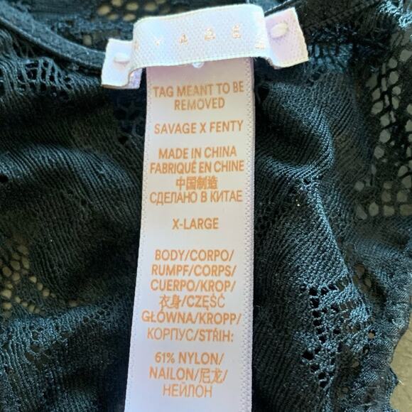 Savaage X Fenty Floral Lace Racerback Bralette Plunging Neckline Black Size XL - Picture 9 of 10